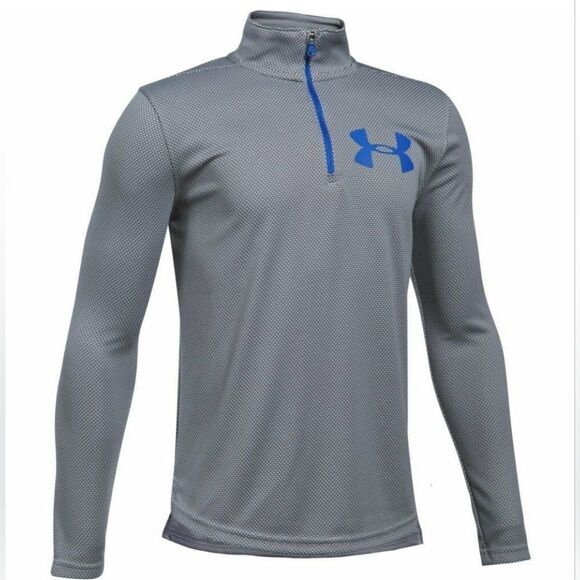 Under Armour Gray Tech Boy's Textured Quarter Zip Pullover Top - Picture 1 of 14